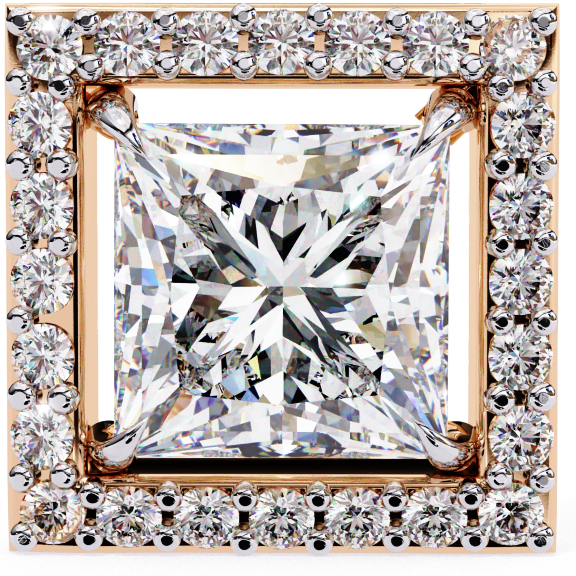 Cercei Stud Square cu Diamante Create în Laborator de 0.84 ct din 18K Aur Roz - Castelo.ro