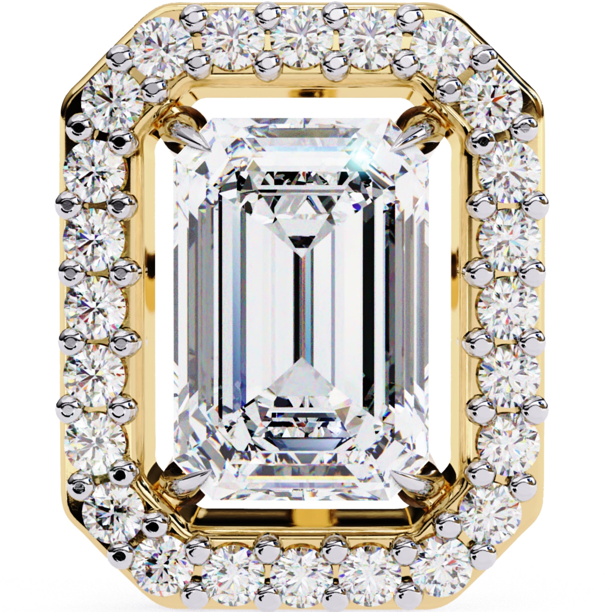 Cercei Stud Louvre Radiant cu Diamante Create în Laborator de 0.86 ct din 18K Aur Galben - Castelo.ro