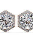 Cercei Hexa Stud Halo cu Diamante Create în Laborator de 2.1 ct din 18K Aur Roz - Castelo.ro