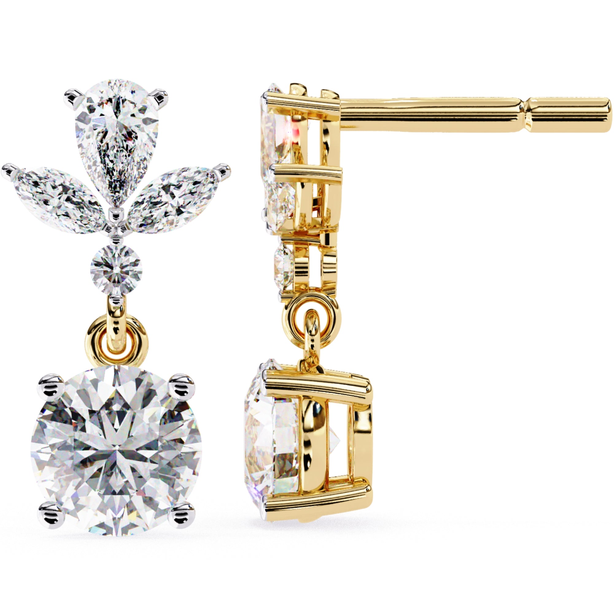 Cercei Stud Solitaire Drop din Aur 14k cu Moissanite de 1.16 ct