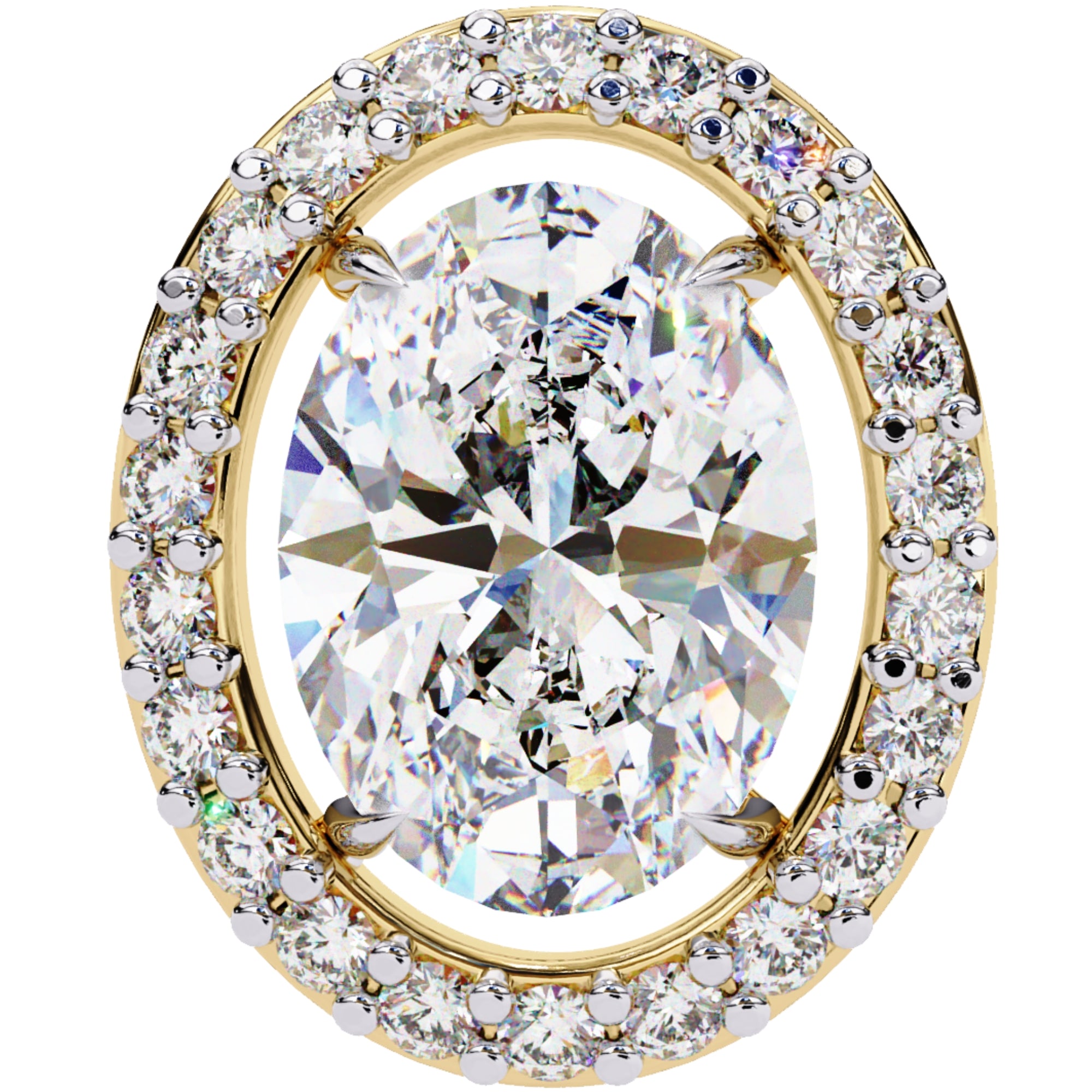 Cercei Stud Oval Star din Aur 14k cu Diamante Create în Laborator de 0.97 ct din 14K Aur Galben - Castelo.ro