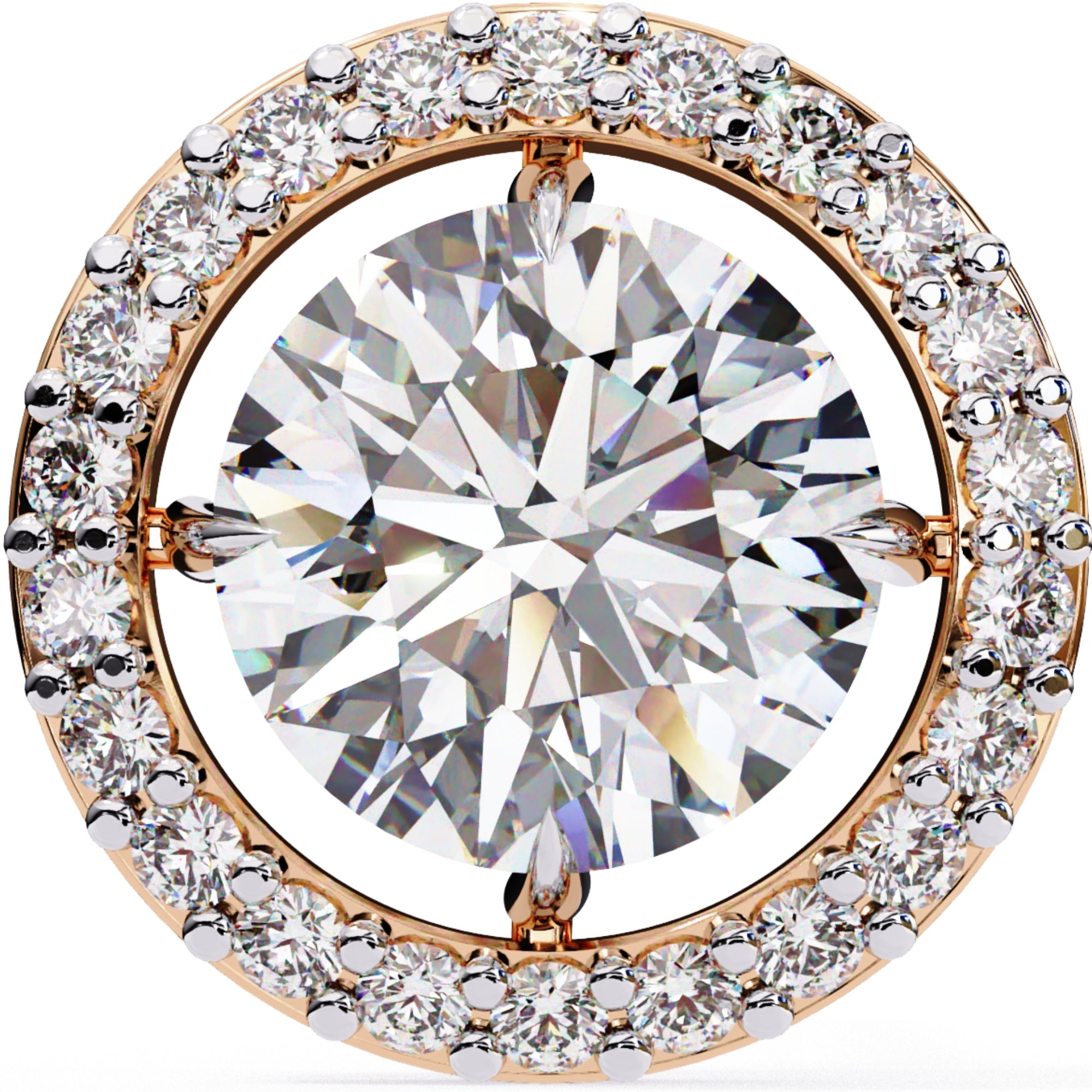 Cercei Stud Round Halo cu Diamante Create în Laborator de 0.92 ct din 18K Aur Roz - Castelo.ro