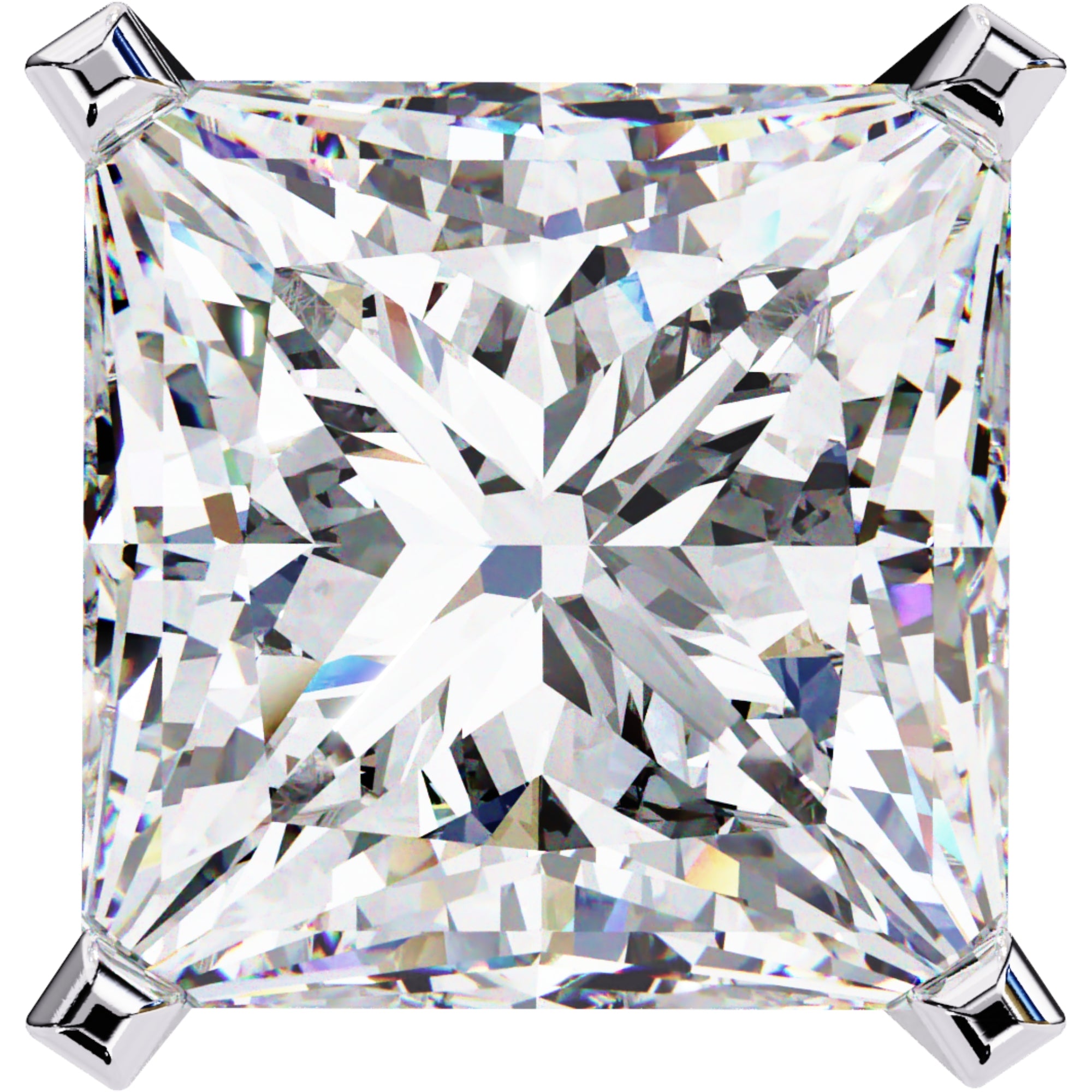 Cercei Stud Imperial din Aur 14k cu Moissanite Tăietură Princess de 3 ct din 14K Aur Alb - Castelo.ro