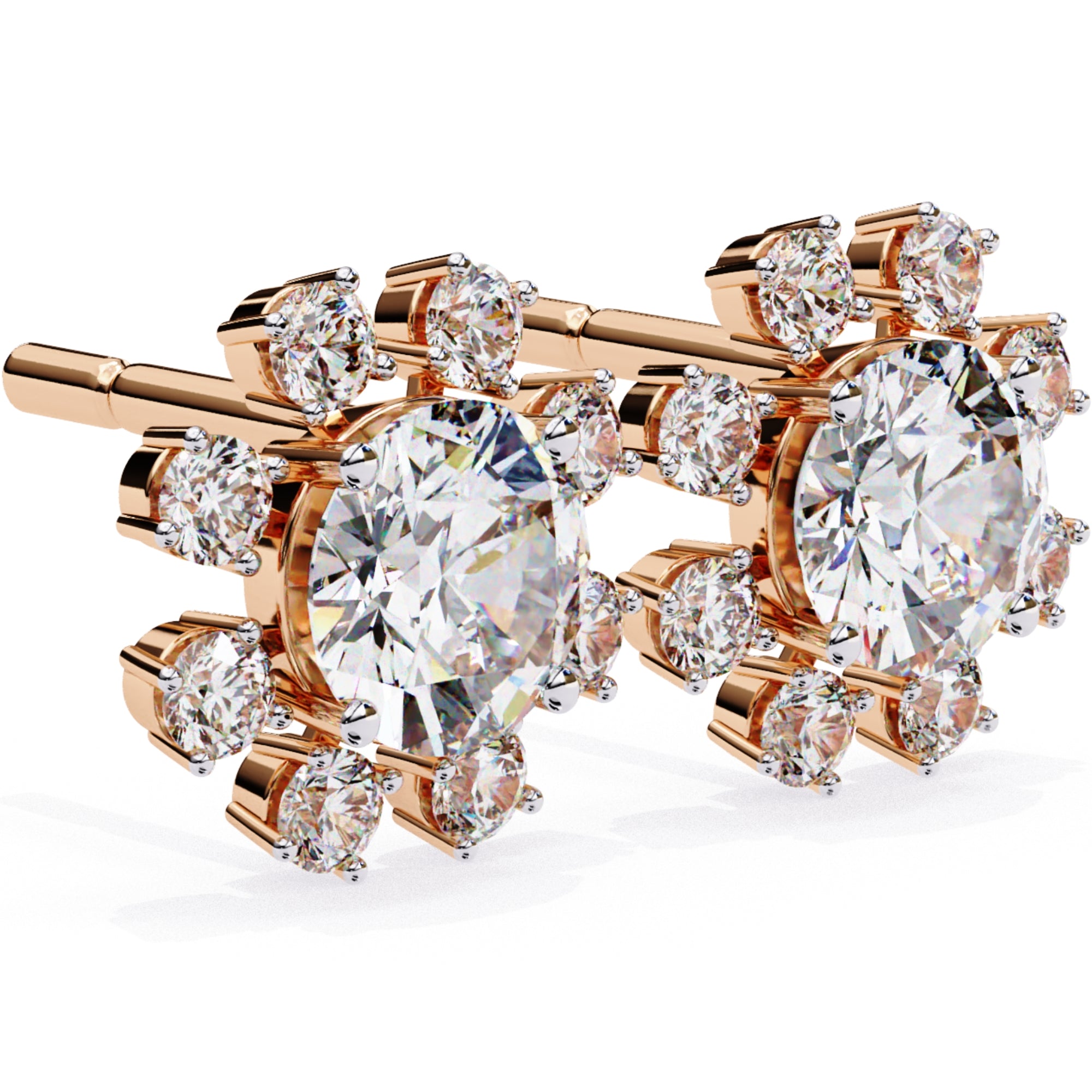 Cercei Stud Ice Queen cu Diamante Create în Laborator de 1.22 ct din 18K Aur Roz - Castelo.ro