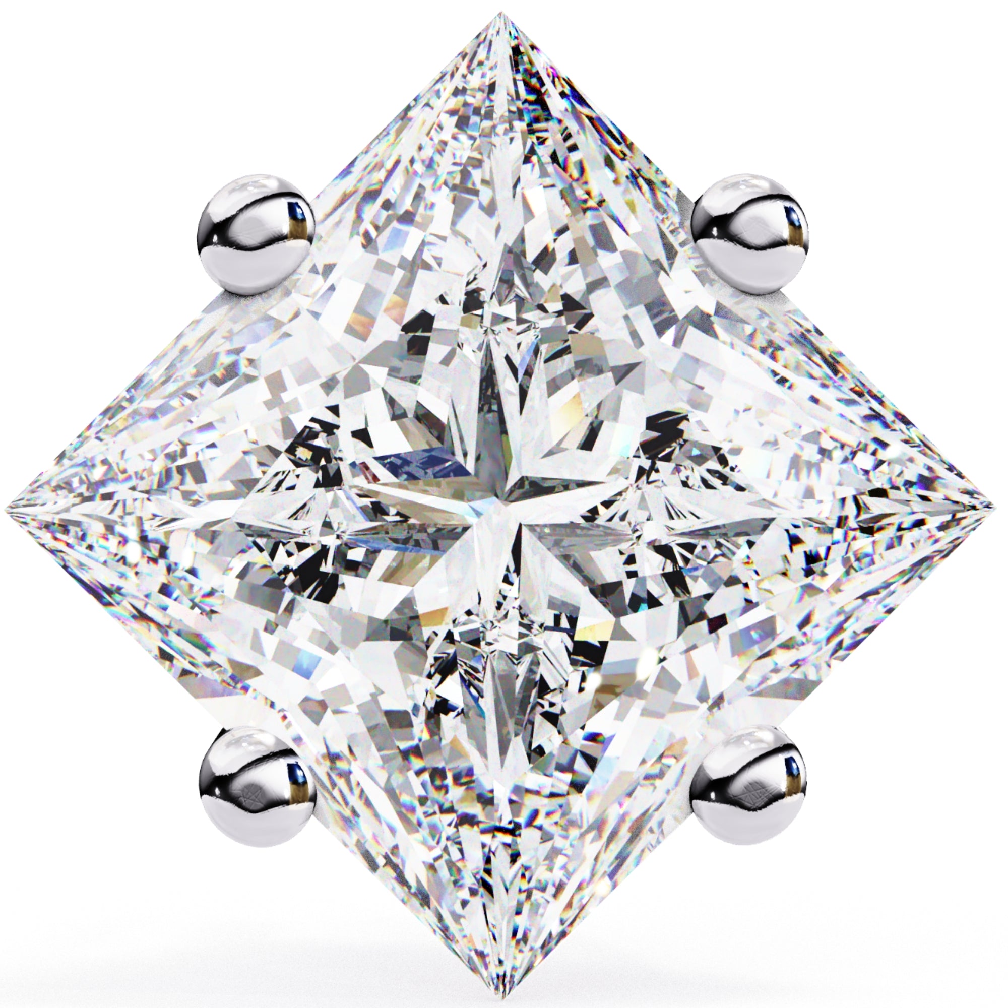 Cercei Stud Cu Diamante Naturale Tăietură Princess de 2 ct din - Castelo.ro