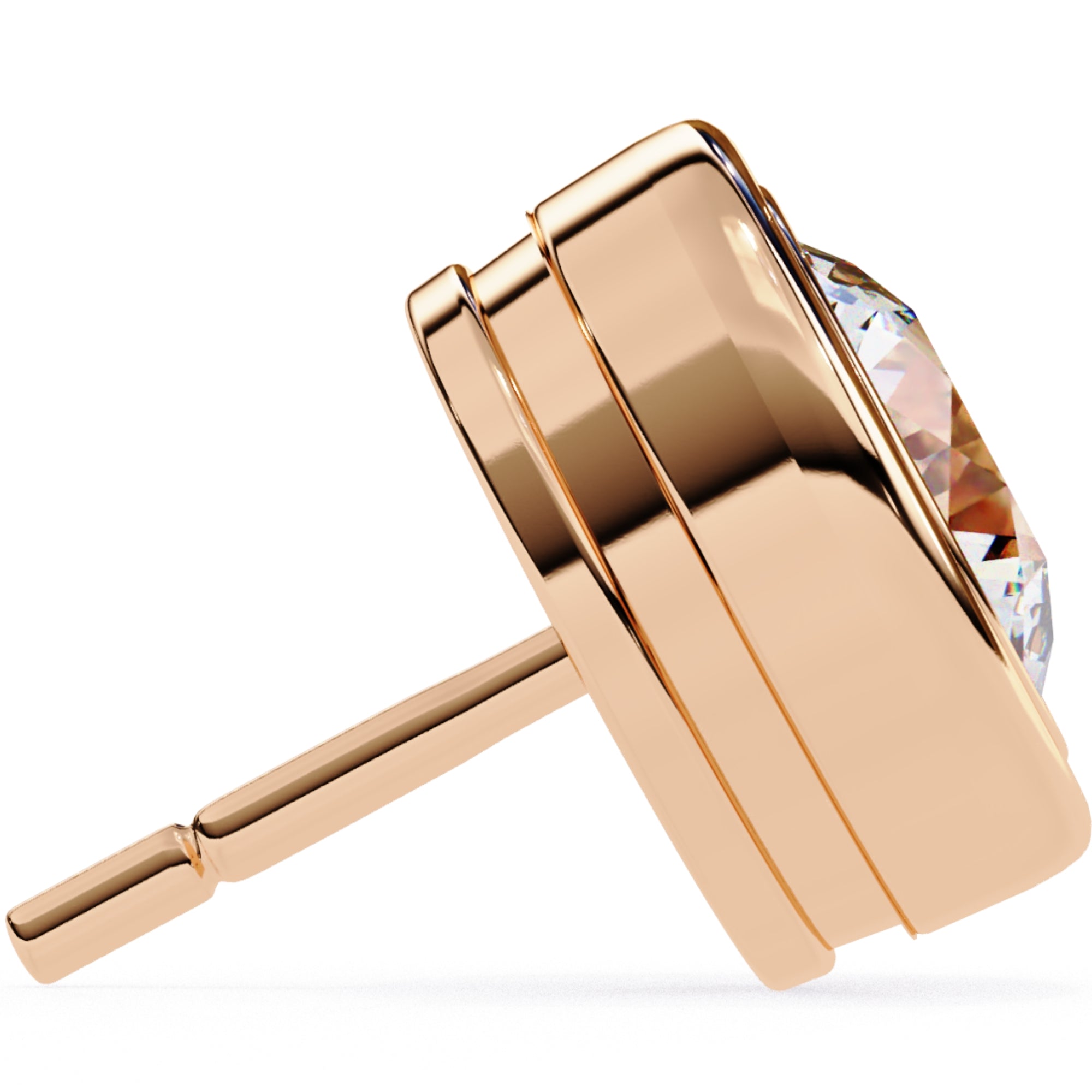 Cercei Stud Bezel din Aur 14k cu Moissanite Tăietură Briliant de 2.5 ct din 14K Aur Roz - Castelo.ro