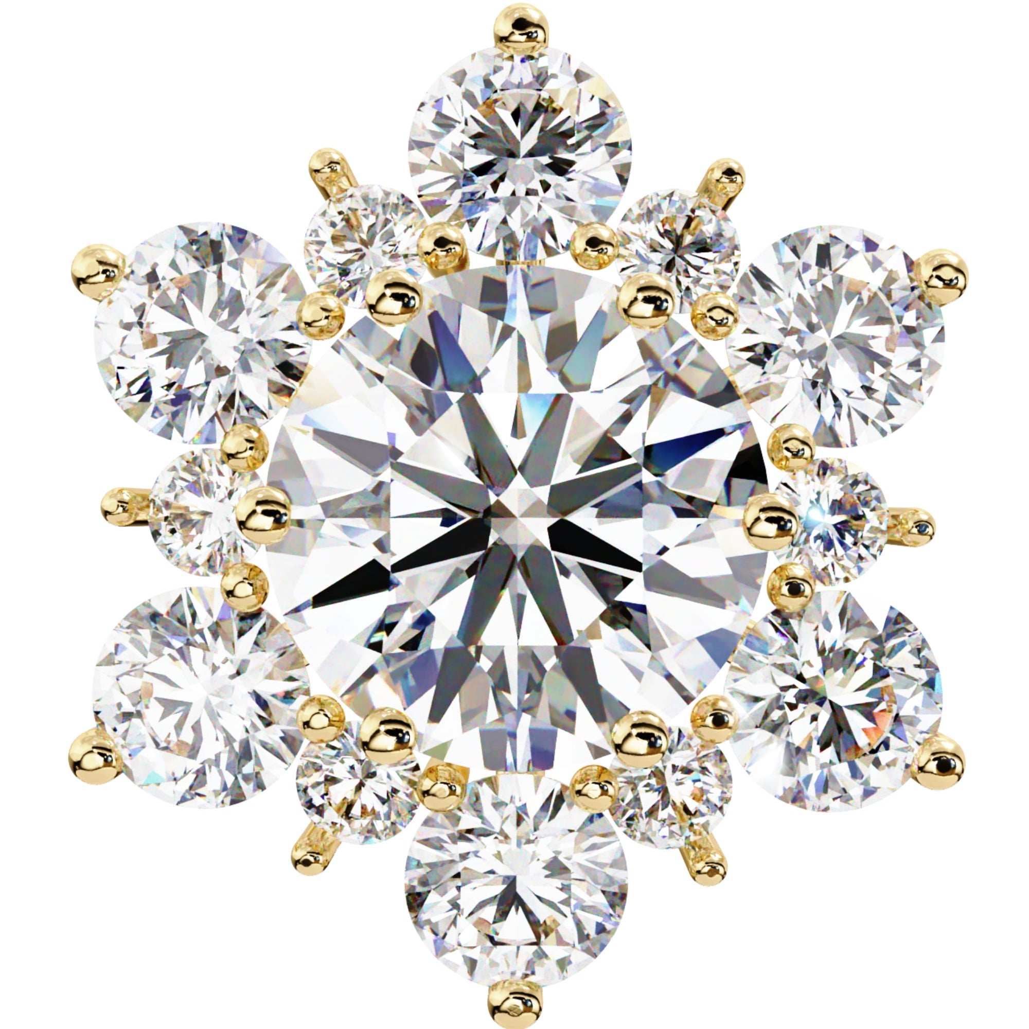 Cercei Stud Snowflake cu Diamante Create în Laborator de 0.72 ct din 18K Aur Galben - Castelo.ro