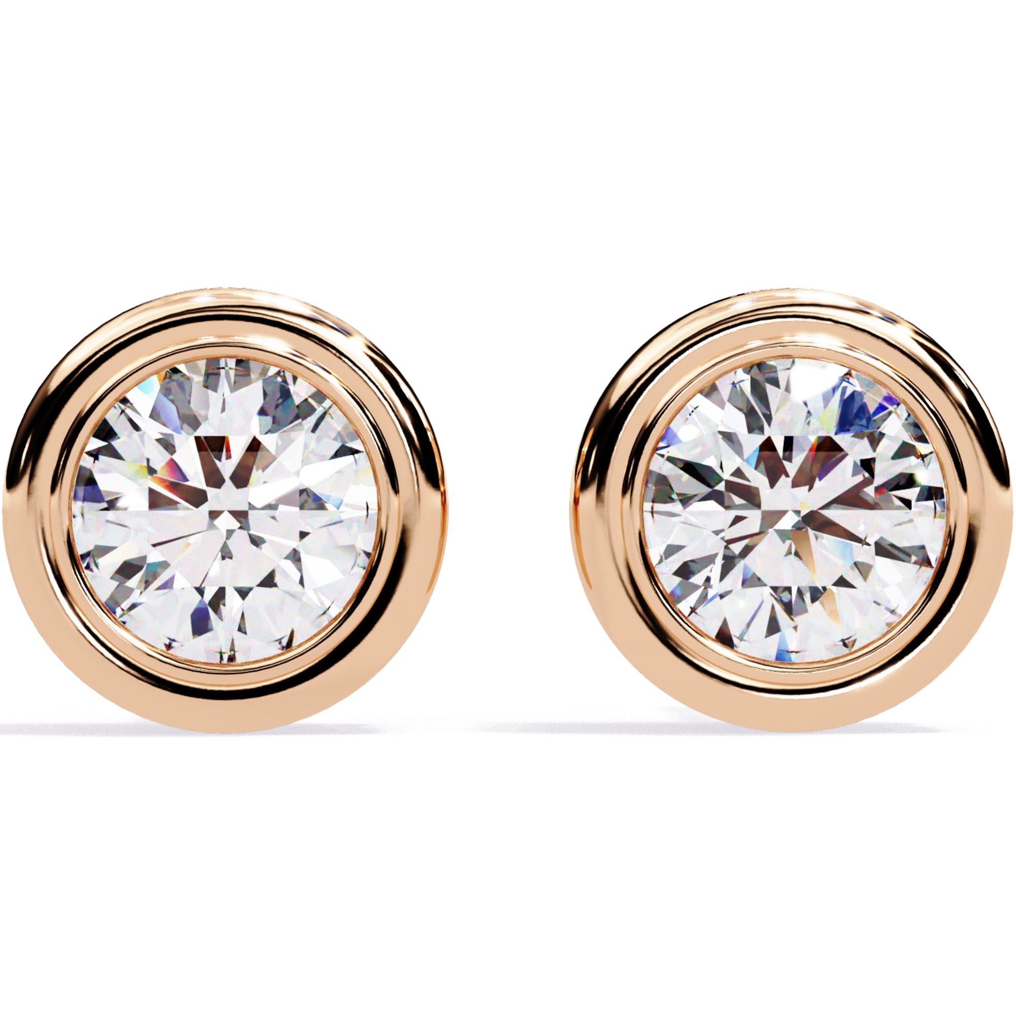 Cercei Stud Bezel din Aur 14k cu Moissanite Tăietură Briliant de 2.5 ct din 14K Aur Roz - Castelo.ro