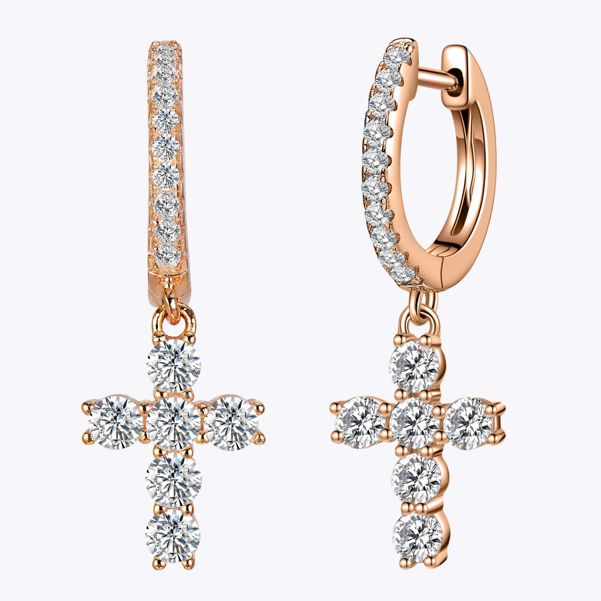 Cercei Mini Cruce din Argint 925 Placat cu Aur și Zircon 5A din - Castelo.ro