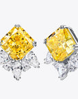 Cercei Stud Ananas cu Cristal Galben din Argint S925 Placat cu Rodiu și Zircon A5 din - Castelo.ro