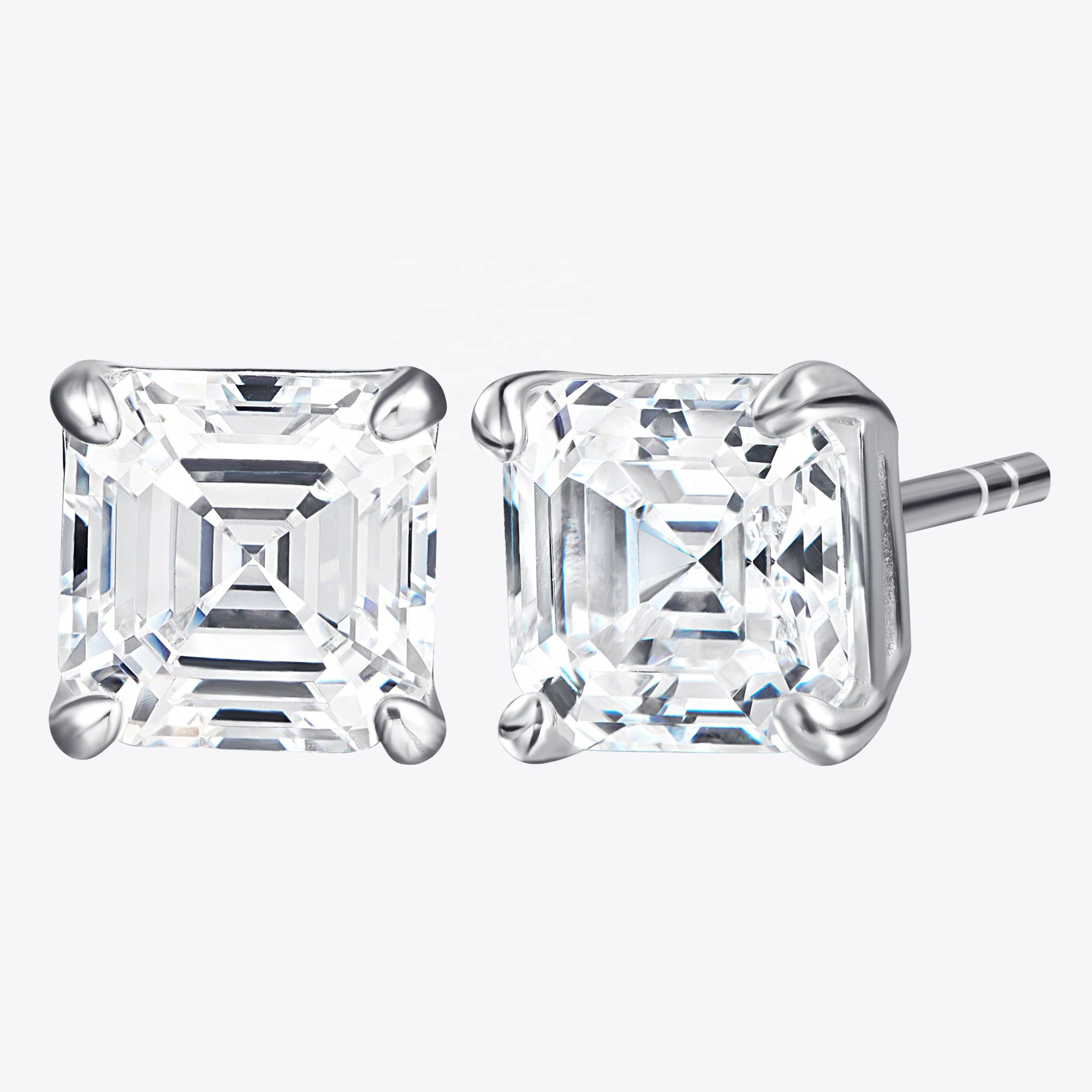 Cercei Cubici Stud Clasici cu Zircon Tăietură Asscher din Argint 925 din - Castelo.ro