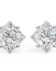 Cercei Stud Cu Diamante Naturale Tăietură Princess de 2 ct din - Castelo.ro