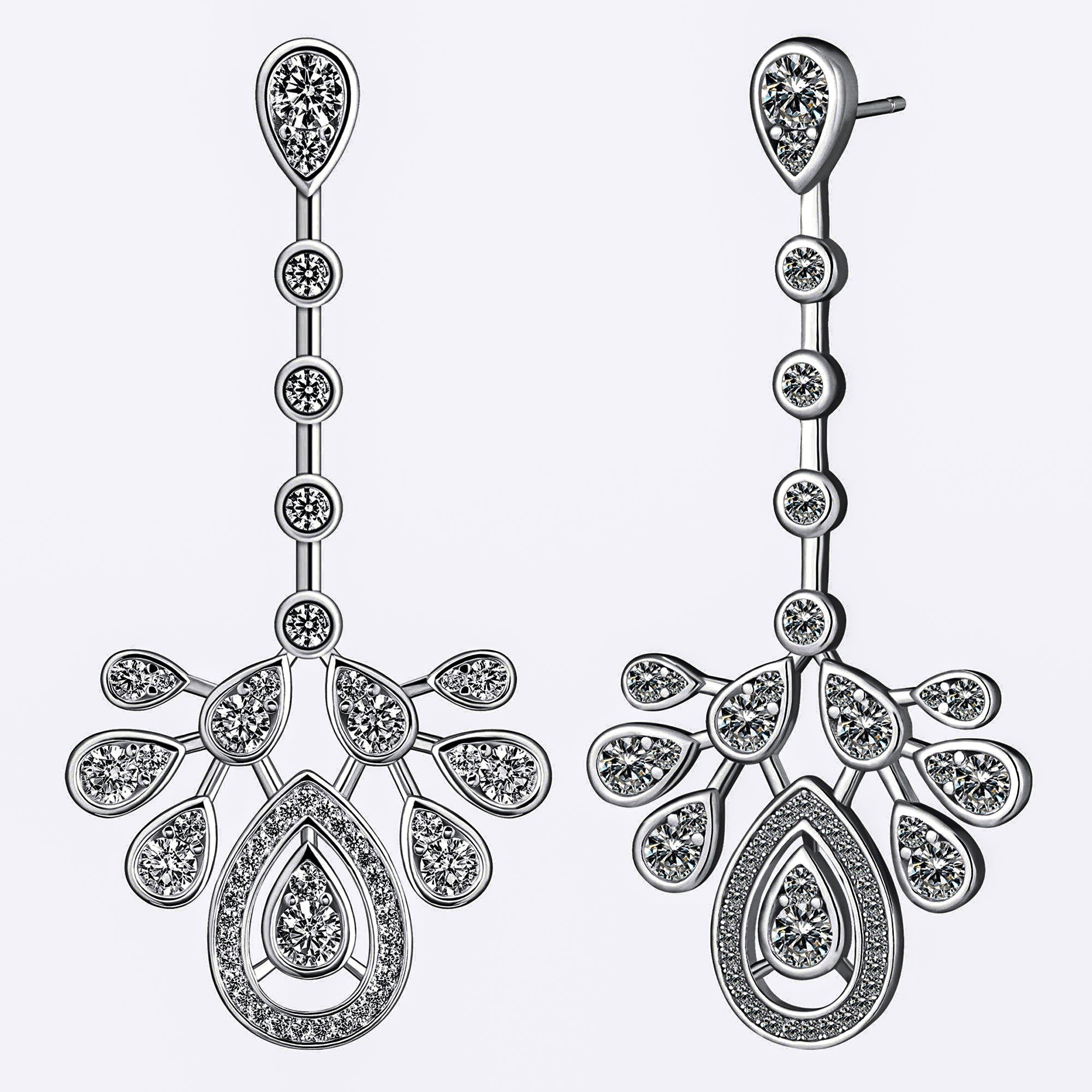 Cercei Lungi in Formă de Pană din Argint 925 cu Zircon din - Castelo.ro