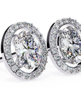Cercei Stud Oval Star din Aur 14k cu Diamante Create în Laborator de 0.97 ct din 14K Aur Alb - Castelo.ro