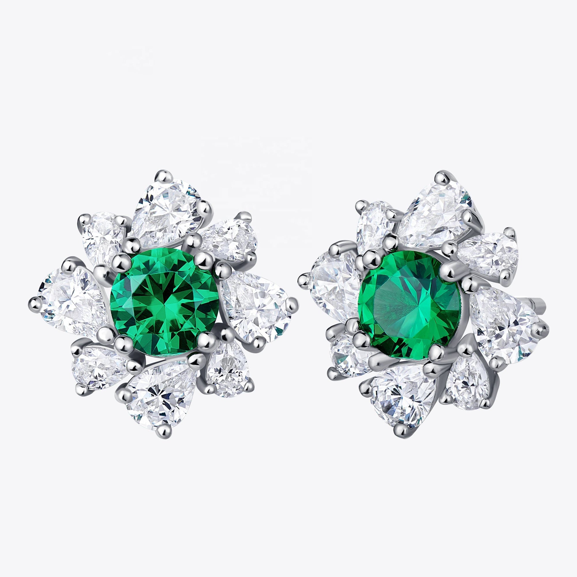 Cercei Stud cu Cristal Verde din Argint S925 Placat cu Rodiu și Zirconiu 5A din - Castelo.ro
