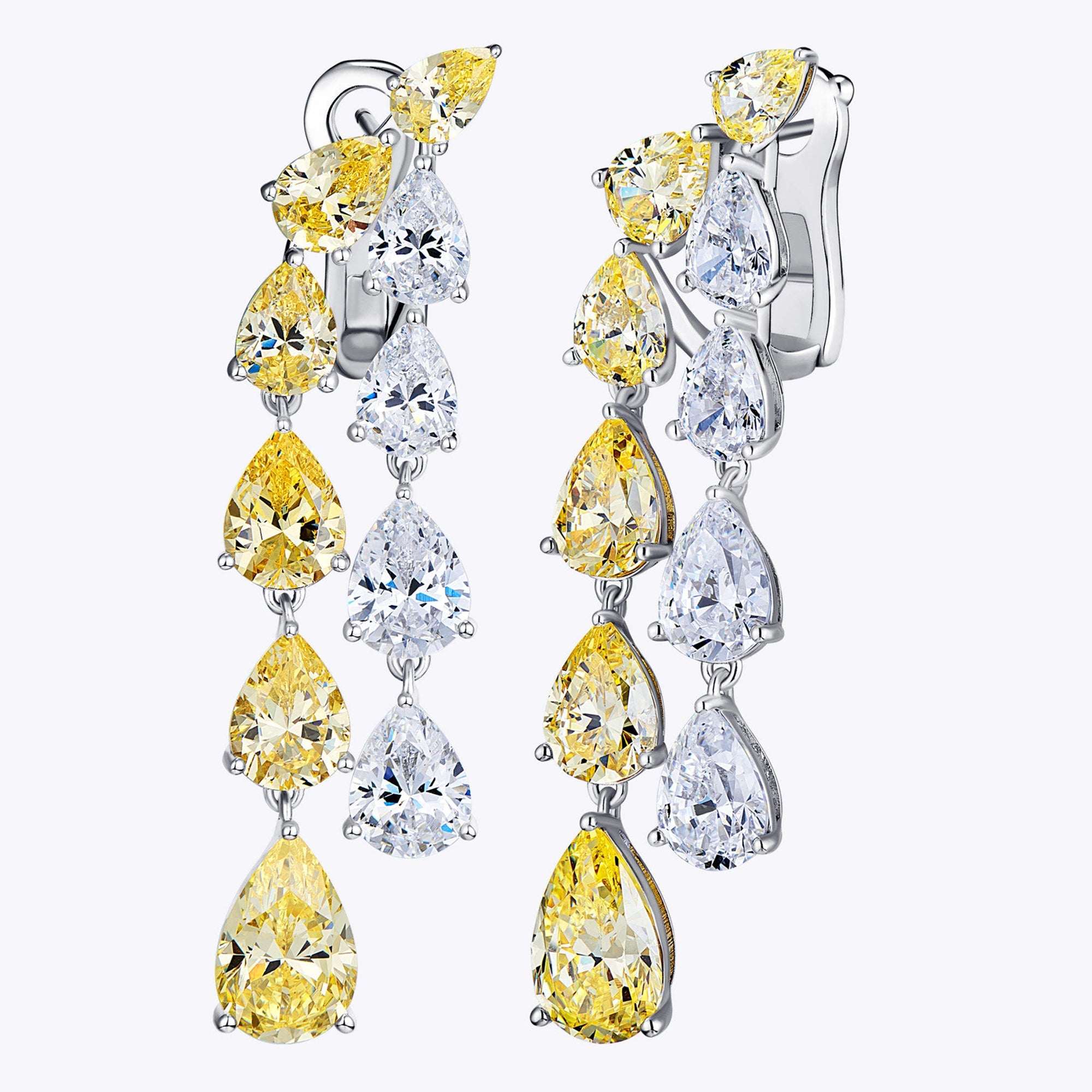 Cercei Strălucitori cu Cristal Galben din Argint 925 Placat cu Rodiu și Zircon 5A din - Castelo.ro