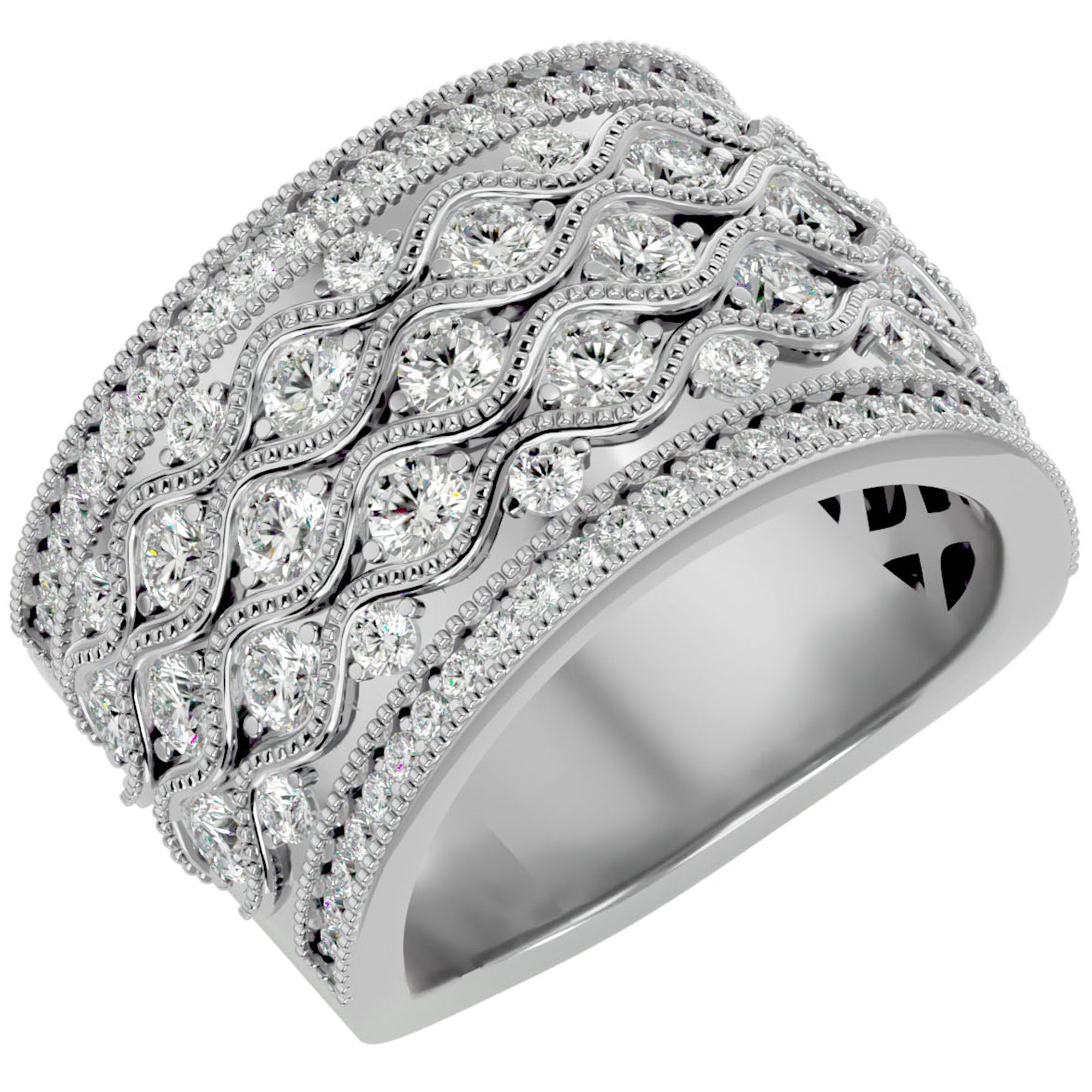 Inel Regal Vintage din Aur 14k cu Diamante Create în Laborator de 1.73 ct din 14k Aur Alb - Castelo.ro