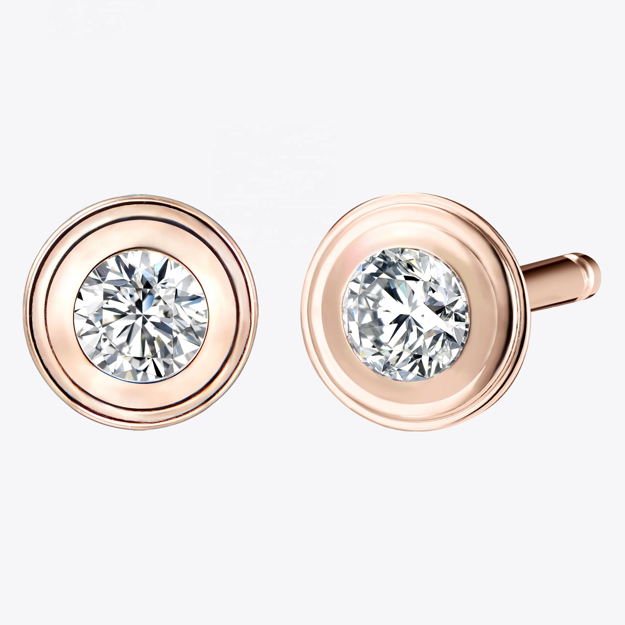 Cercei Stud Mini din Argint 925 Placat cu Aur Roz și Zirconiu 5A din - Castelo.ro