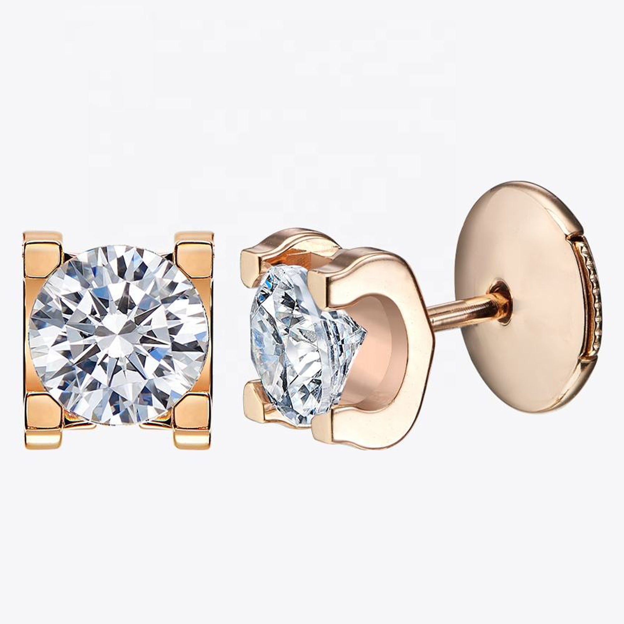 Cercei Stud cu Cristal Rotund Strălucitor din Argint 925 Placat cu Aur și Zirconiu 5A din - Castelo.ro
