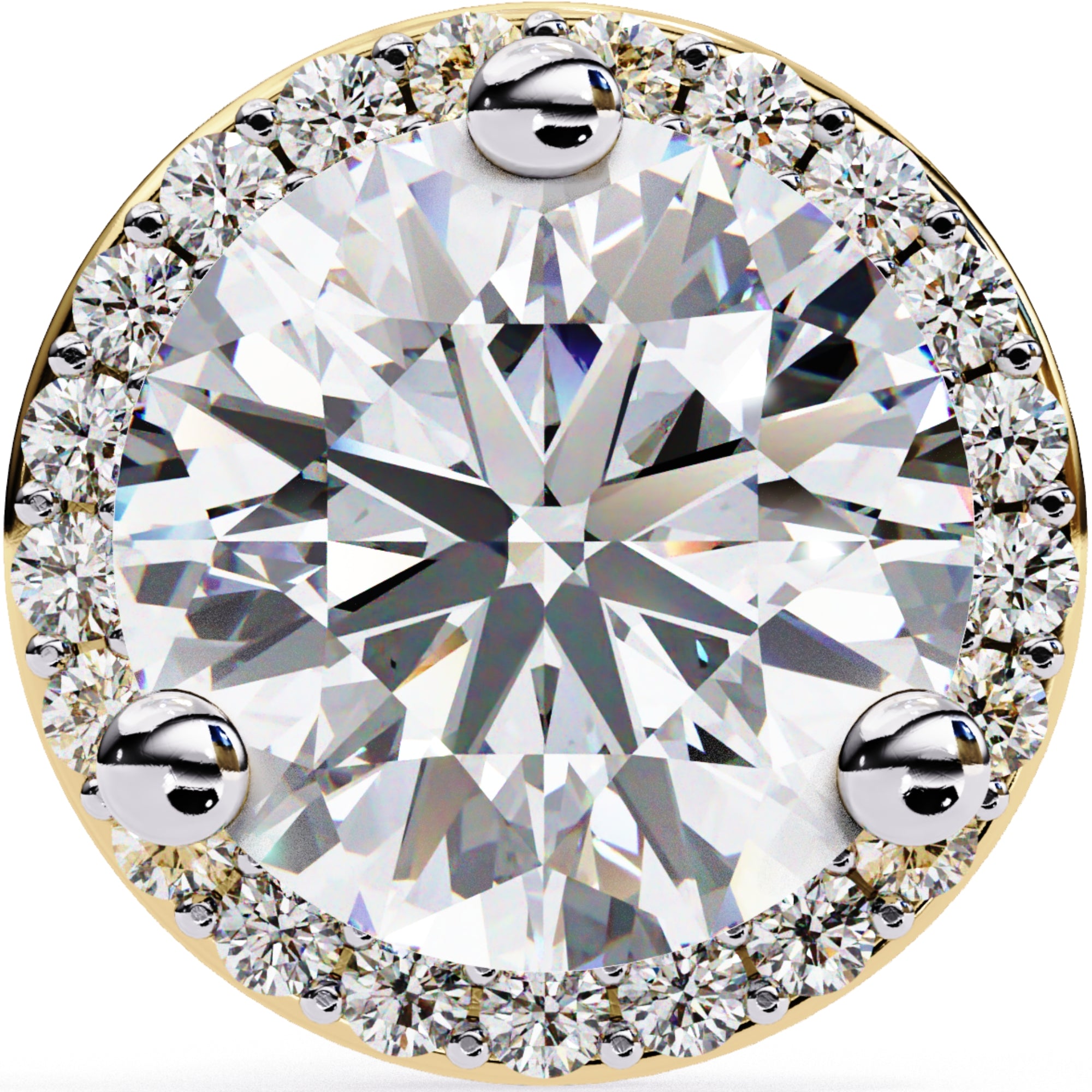 Cercei Stud Halo Dreams din Aur 14k cu Moissanite de 1.95 ct