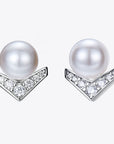 Cercei Mini cu Perlă 6mm din Argint 925 Placat cu Rodiu și Zirconiu Cubic din - Castelo.ro