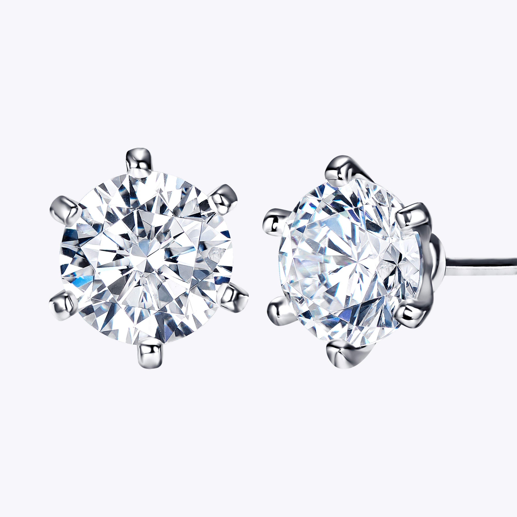 Cercei Stud Solitaire Strălucitor cu Șase Gheare din Argint 925 Placat cu Rodiu și Zirconiu 5A din - Castelo.ro