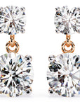 Cercei Drop Stud Cu Diamante Create în Laborator Tăietură Briliant de 3.7 ct din 18K Aur Roz - Castelo.ro