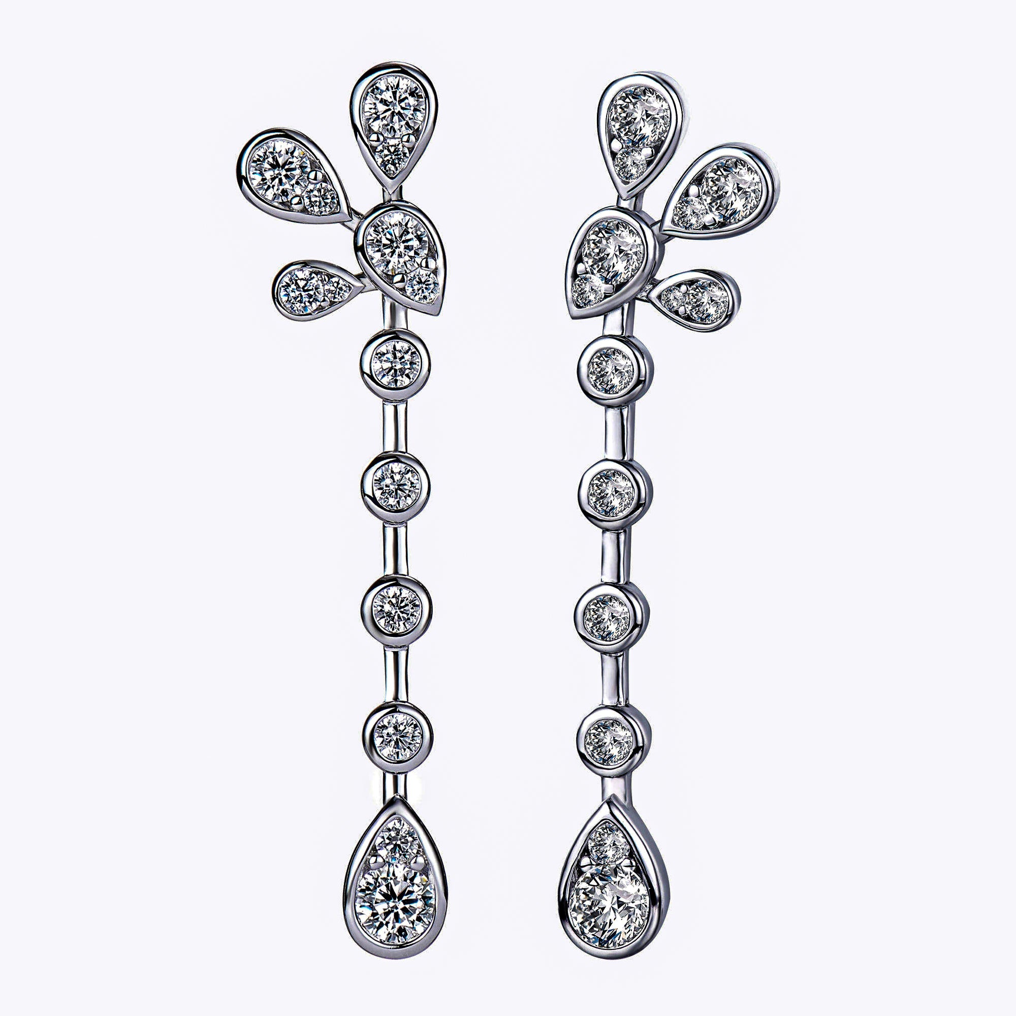 Cercei Pene Delicate din Argint S925 Placat cu Rodiu și Zirconiu Cubic din - Castelo.ro
