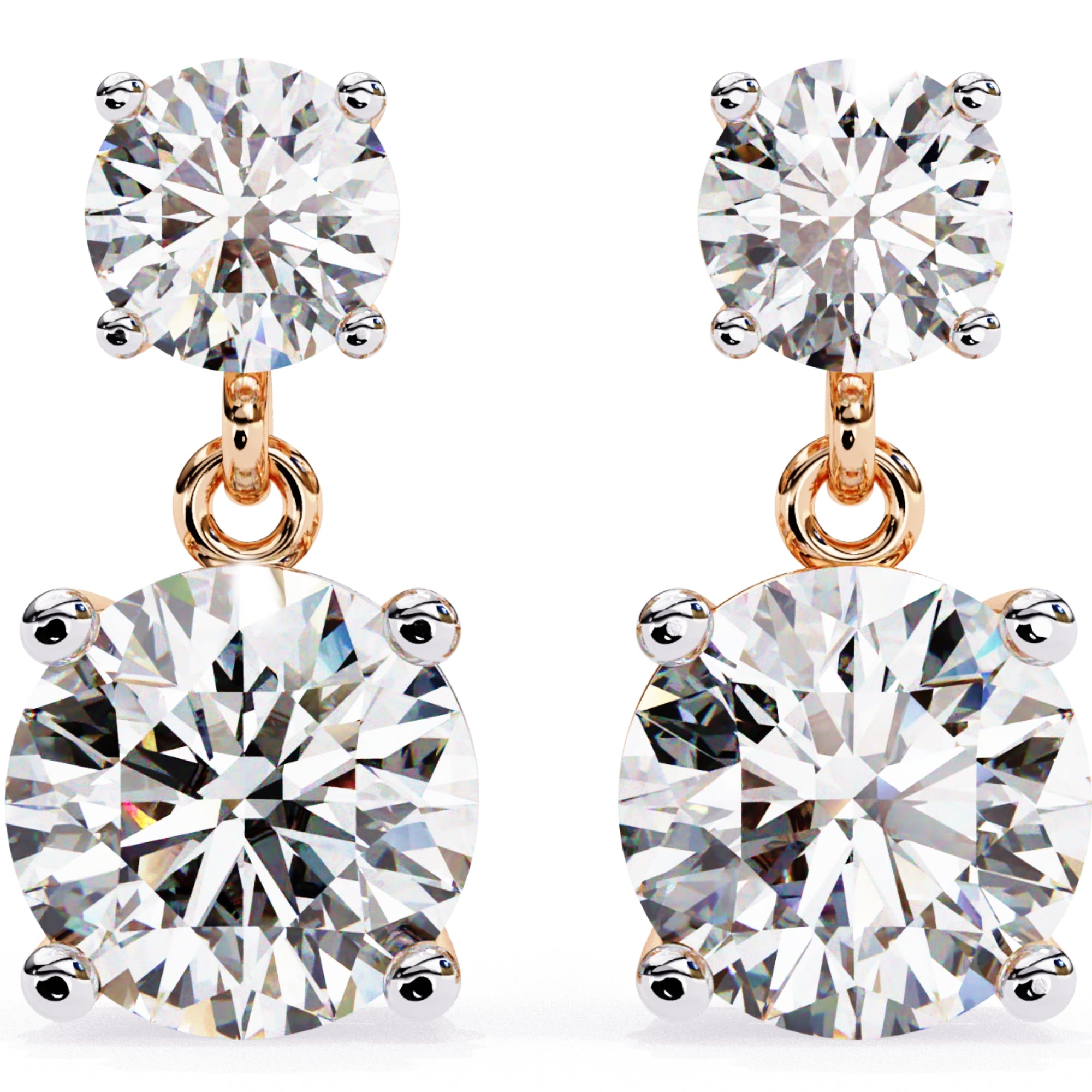 Cercei Drop Stud Cu Diamante Naturale Tăietură Briliant de 3.7 ct din 18K Aur Roz - Castelo.ro