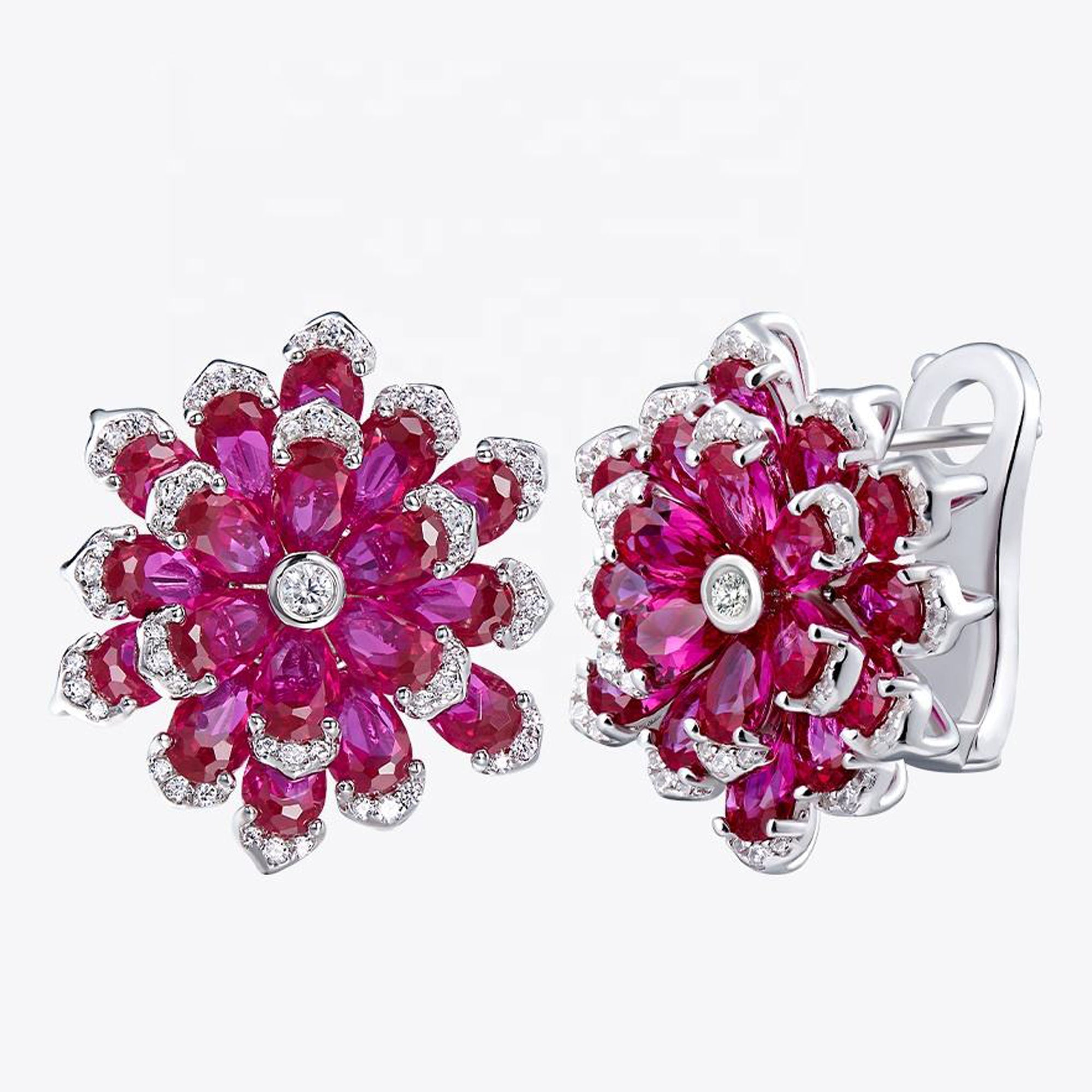 Cercei Stud Roz Floare Eternă din Argint S925 Placat cu Rodiu și Zirconiu 5A din - Castelo.ro