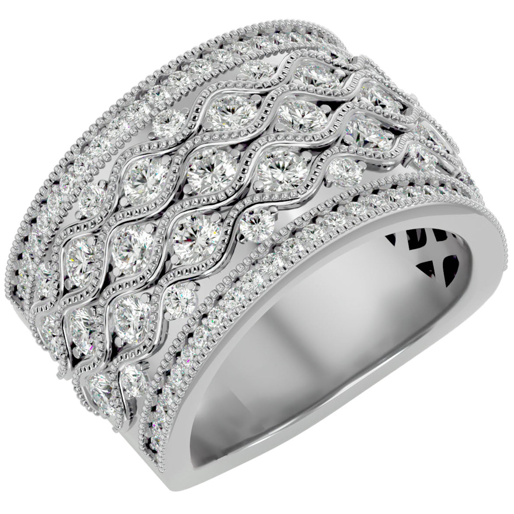 Inel Regal Vintage din Aur 14k cu Diamante Naturale de 1.73 ct din 14k Aur Alb - Castelo.ro
