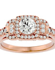 Inel de Logodnă Vintage Pavé Halo din Aur 14k cu Diamante Naturale de 1.21 ct din 14k Aur Roz - Castelo.ro