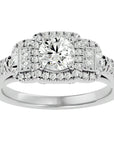 Inel de Logodnă Vintage Pavé Halo cu Diamante Create în Laborator de 1.21 ct din Platina - Castelo.ro