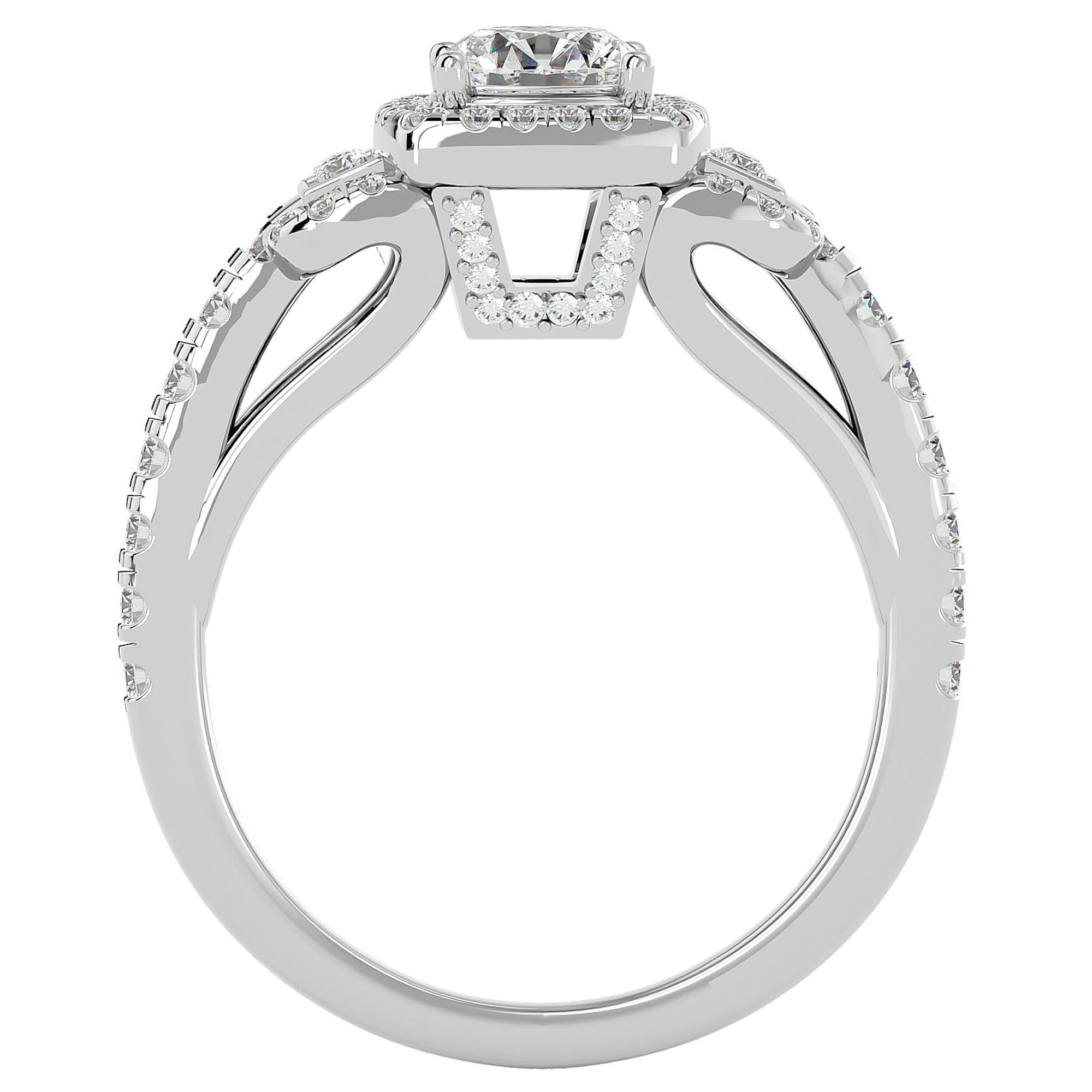 Inel de Logodnă Vintage Pavé Halo cu Diamante Create în Laborator de 1.21 ct din Platina - Castelo.ro