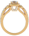 Inel de Logodnă Vintage Pavé Halo cu Diamante Create în Laborator de 1.21 ct din 18k Aur Galben - Castelo.ro