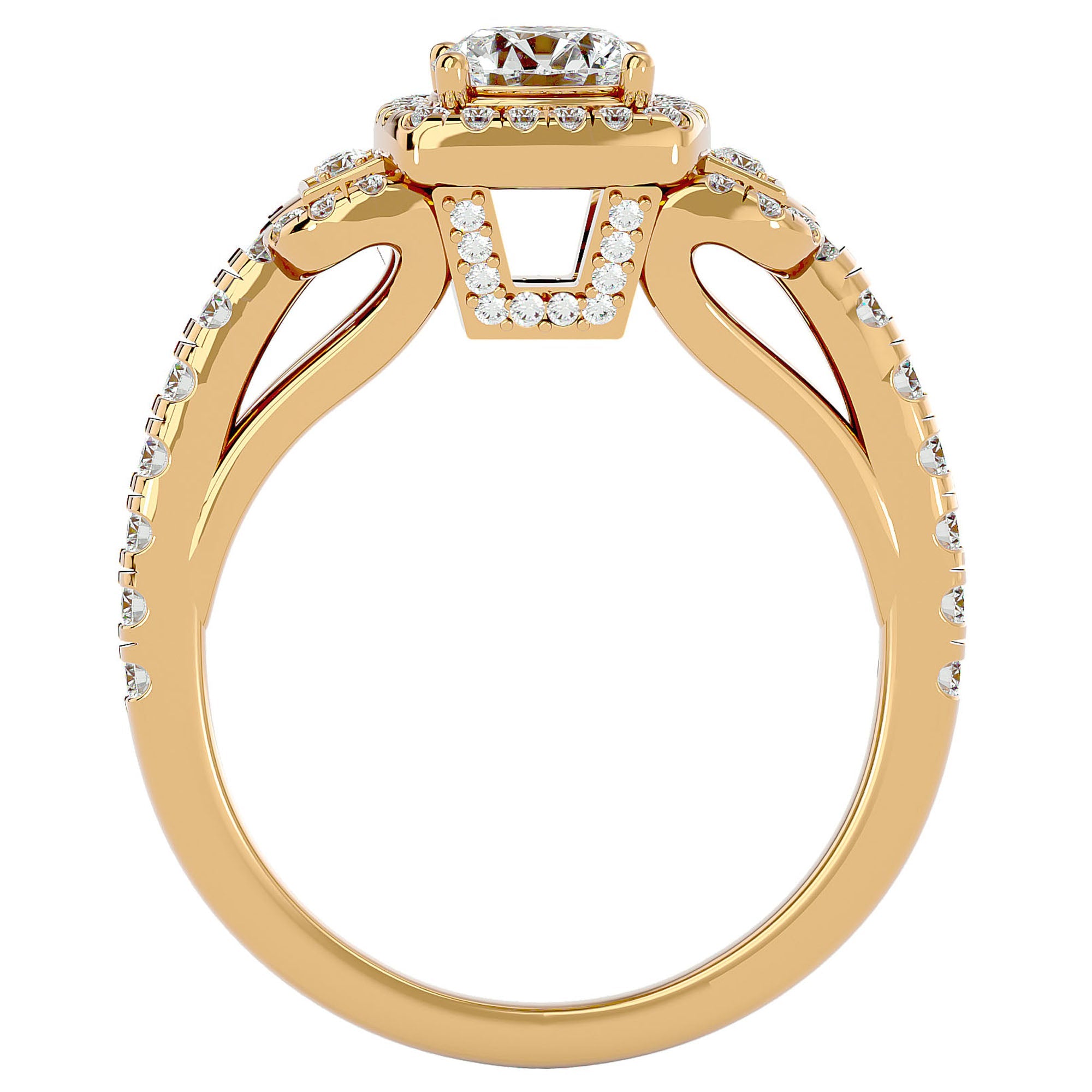 Inel de Logodnă Vintage Pavé Halo cu Moissanite de 1.21 ct din 18k Aur Galben - Castelo.ro