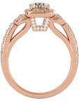 Inel de Logodnă Vintage Pavé Halo cu Diamante Create în Laborator de 1.21 ct din 18k Aur Roz - Castelo.ro