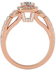 Inel de Logodnă Vintage Pavé Halo din Aur 14k cu Diamante Naturale de 1.21 ct din 14k Aur Roz - Castelo.ro