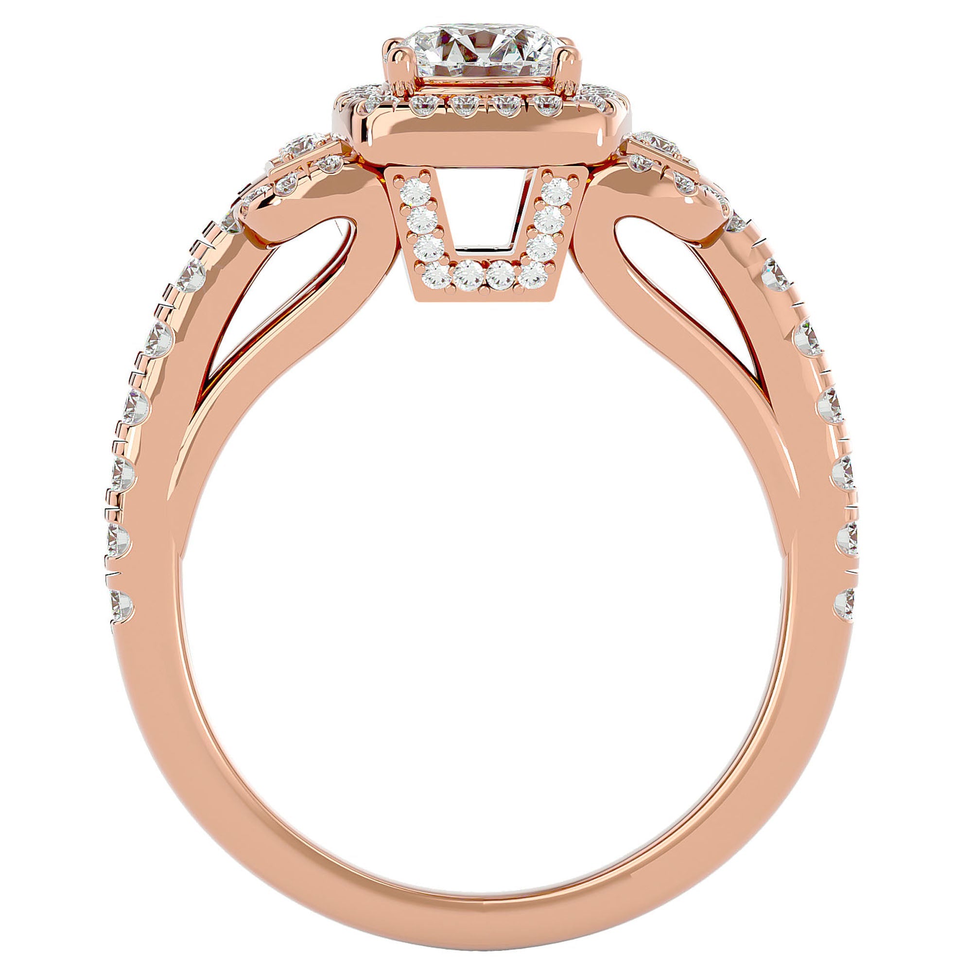 Inel de Logodnă Vintage Pavé Halo cu Moissanite de 1.21 ct din 18k Aur Roz - Castelo.ro