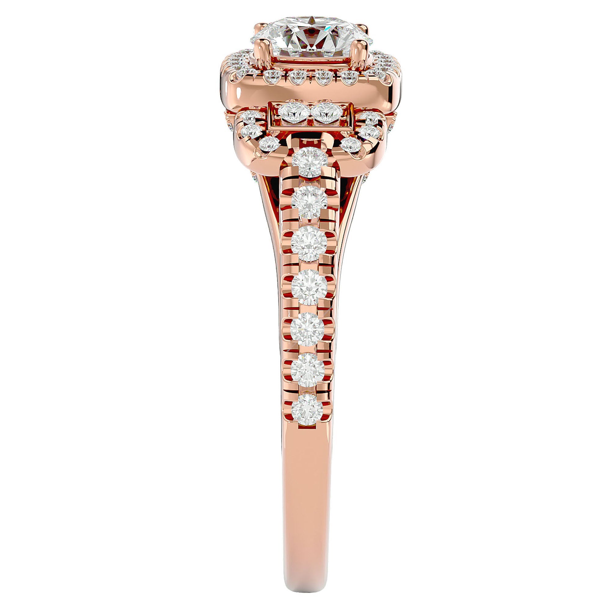 Inel de Logodnă Vintage Pavé Halo cu Moissanite de 1.21 ct din 18k Aur Roz - Castelo.ro