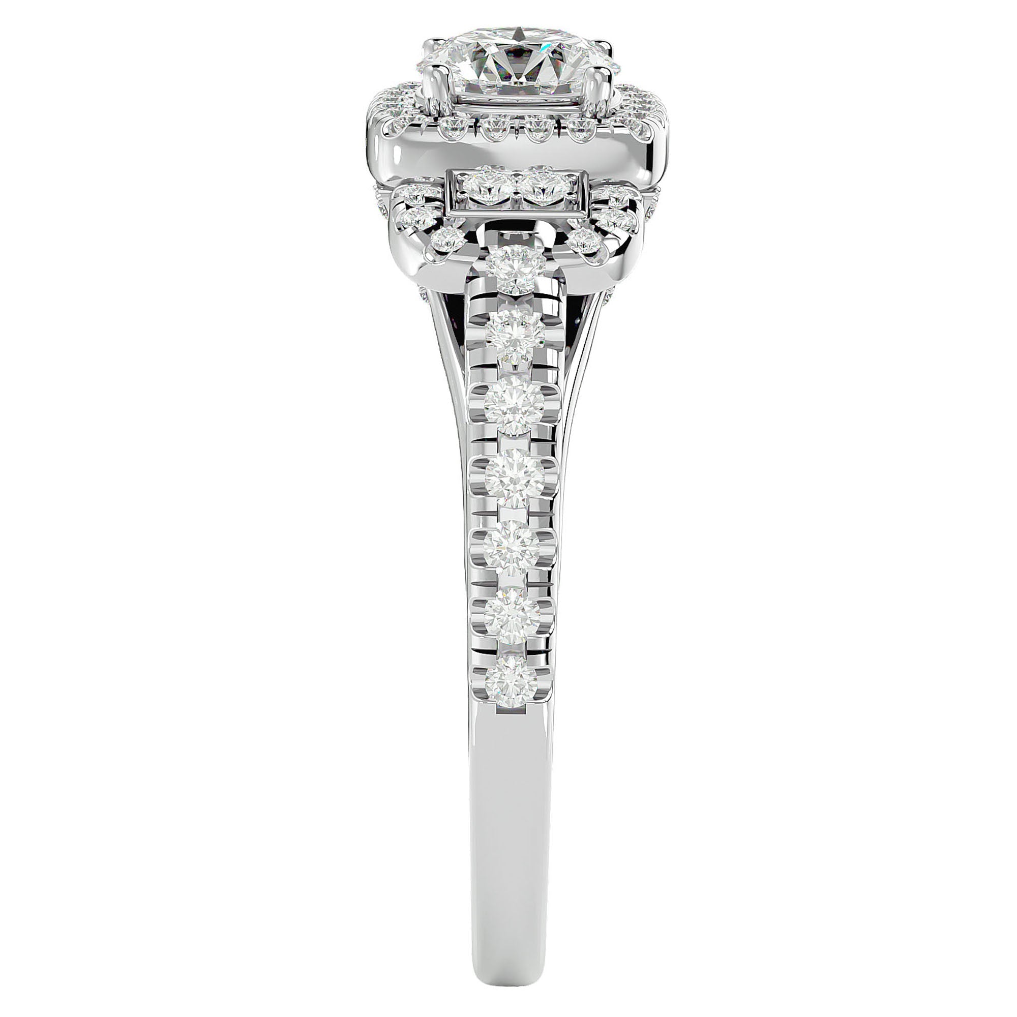 Inel de Logodnă Vintage Pavé Halo cu Diamante Create în Laborator de 1.21 ct din Platina - Castelo.ro