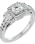 Inel de Logodnă Vintage Pavé Halo cu Moissanite de 1.21 ct din Platina - Castelo.ro