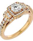 Inel de Logodnă Vintage Pavé Halo cu Diamante Create în Laborator de 1.21 ct din 18k Aur Galben - Castelo.ro