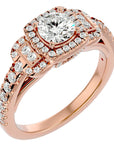 Inel de Logodnă Vintage Pavé Halo cu Diamante Create în Laborator de 1.21 ct din 18k Aur Roz - Castelo.ro