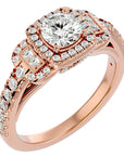 Inel de Logodnă Vintage Pavé Halo din Aur 14k cu Diamante Naturale de 1.21 ct din 14k Aur Roz - Castelo.ro