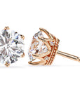 Cercei Stud Royal Cu Moissanite Tăietură Briliant de 2.6 ct din 18K Aur Roz - Castelo.ro