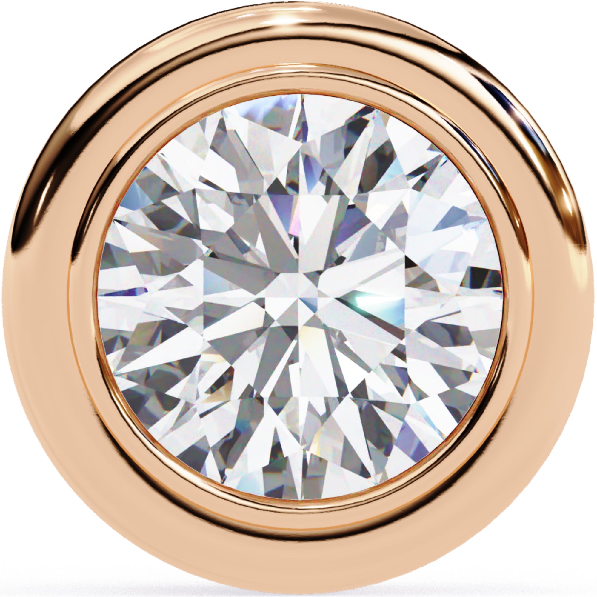 Cercei Stud Bezel din Aur 14k cu Moissanite Tăietură Briliant de 2.5 ct din 14K Aur Roz - Castelo.ro