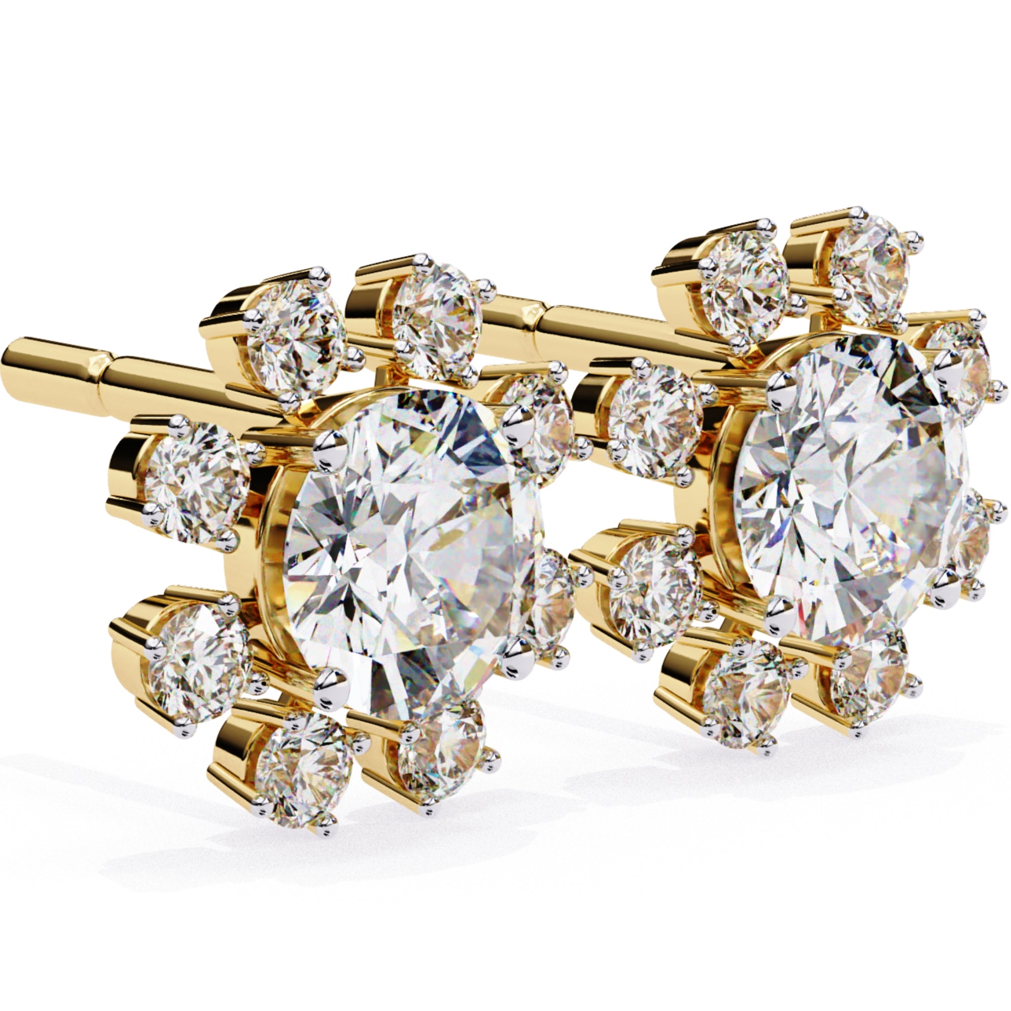 Cercei Stud Ice Queen cu Diamante Create în Laborator de 1.22 ct din 18K Aur Galben - Castelo.ro