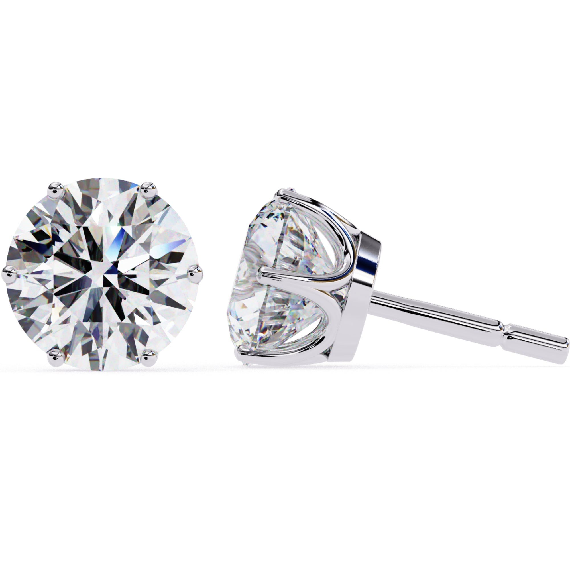 Cercei Stud Majestic din Aur 14k cu Diamante Naturale Tăietură Briliant de 2.5 ct din 14K Aur Alb - Castelo.ro