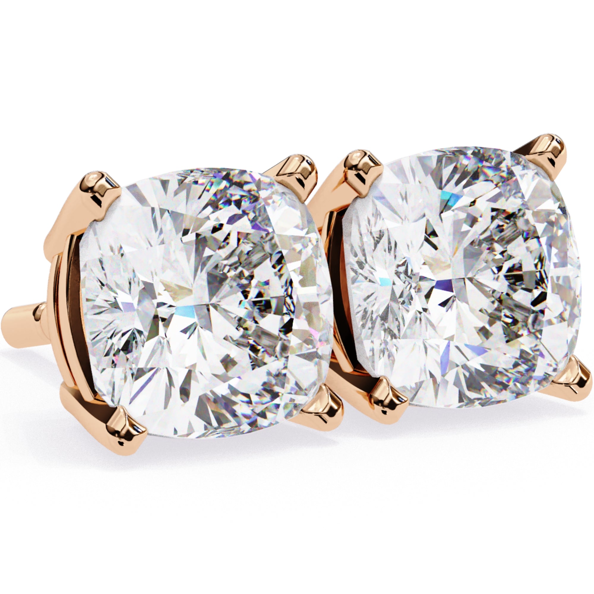 Cercei Stud Majestic cu Moissanite Tăietură Briliant de 2.5 ct din 18K Aur Roz - Castelo.ro